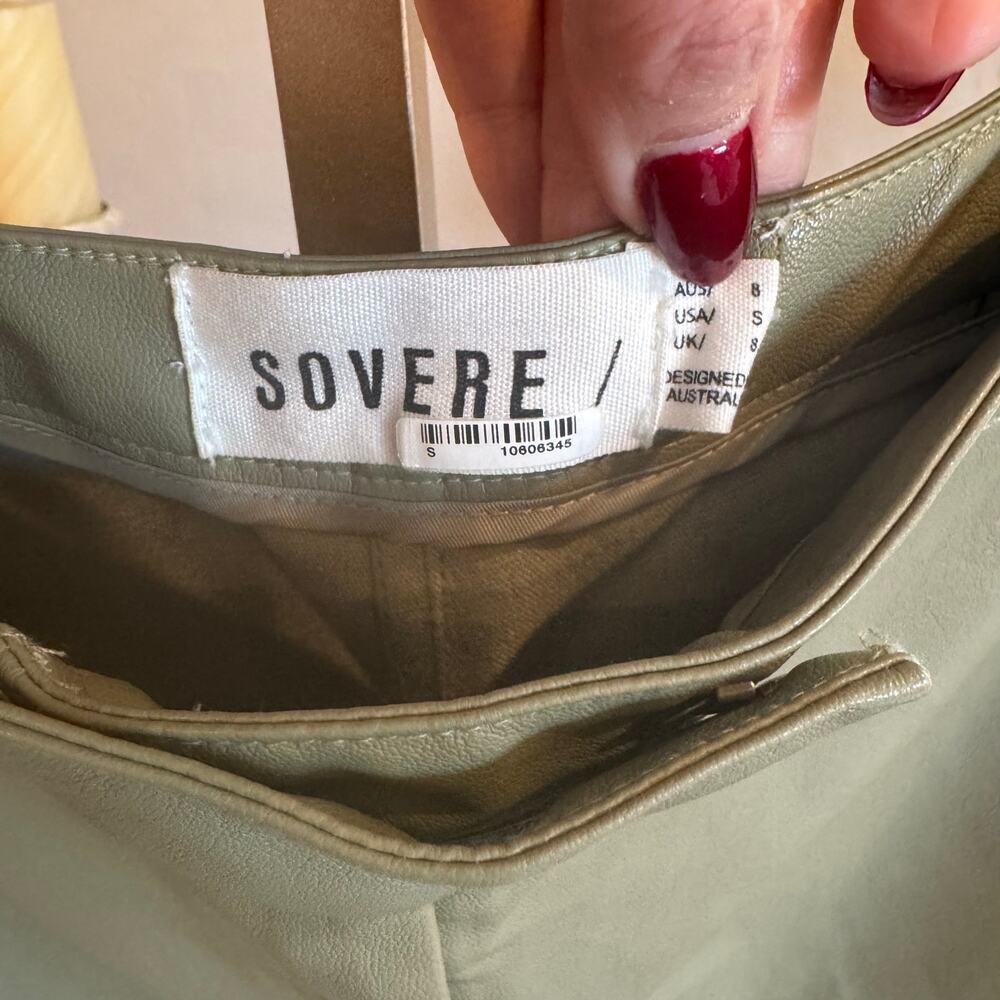 Sovere Influence Faux Leather Pant Green Tea Size S NWOT Sold Out - Picture 9 of 10